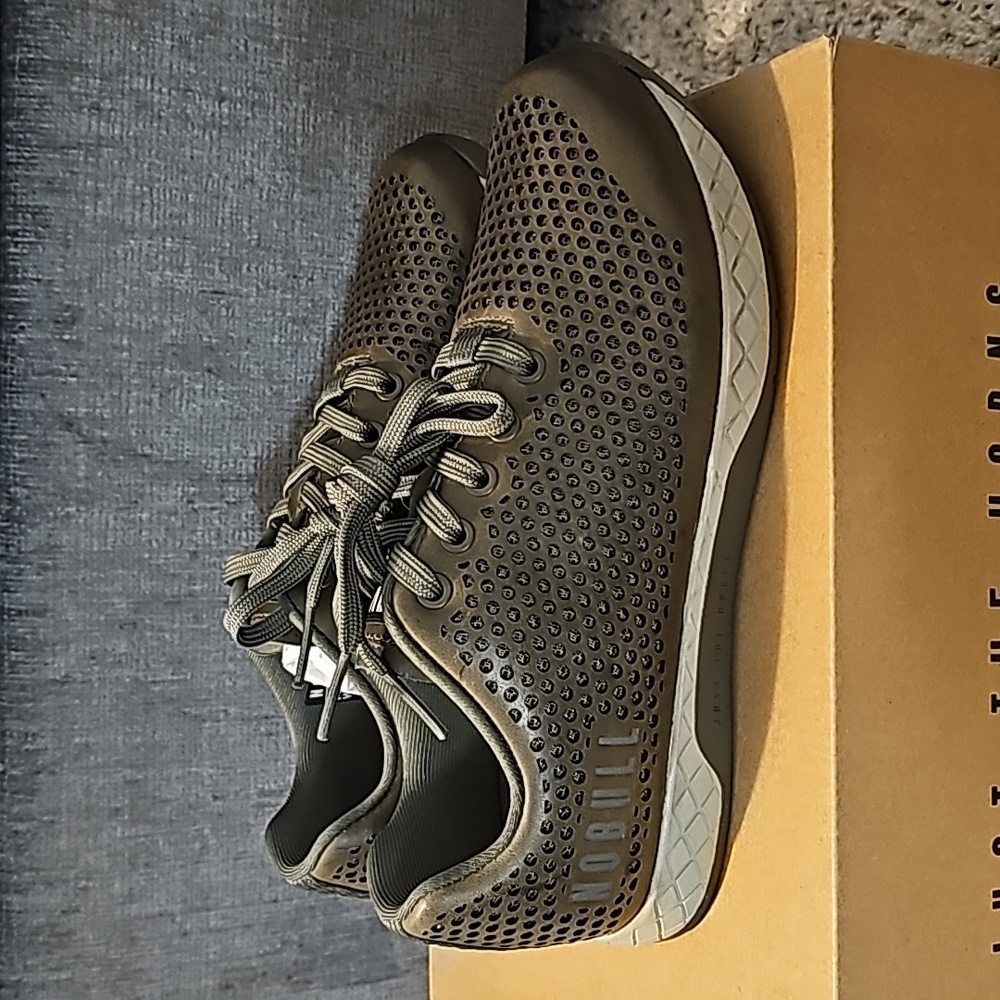 Nobull Men's 8/Women's 9.5 Leather Trainer Sneakers Spring Moss/Grey